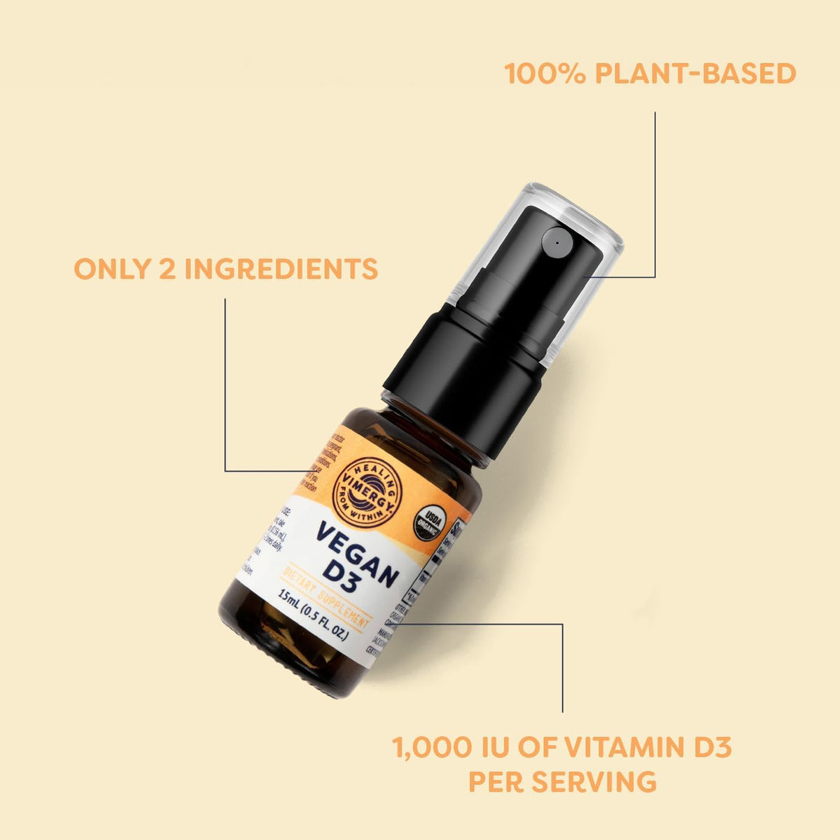 Vimergy Vegan D3 – Organic Liquid Vitamin D3 1000 IU, 96 Servings - görsel 3