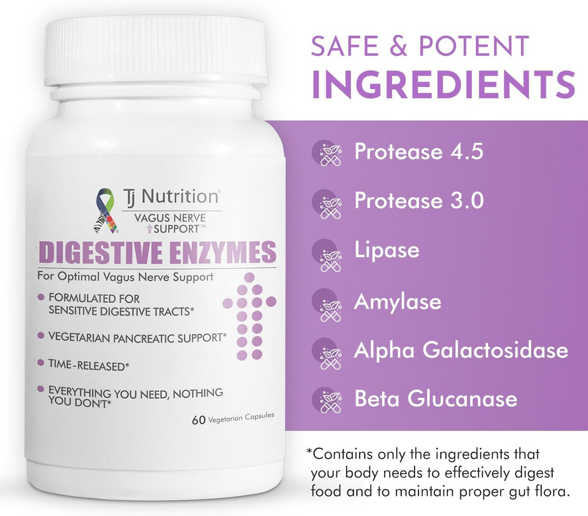Digestive Enzymes for Sensitive Stomachs - Supports Vagus Nerve, Vegetarian Pancreatic Support, Timed Release Formula for Optimal Gut Health, Enhances Food Digestion & Gut Flora - görsel 6