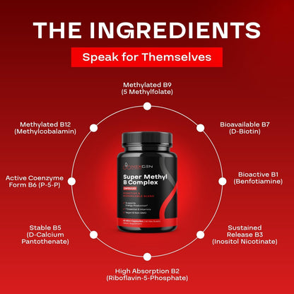 Methylated B Complex Food Supplement - Bioactive with 5-MTHF & Methylcobalamin