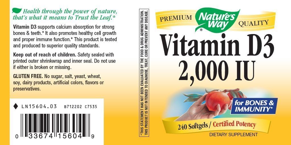 Vitamin D3 2000 IU 240 Softgels (Pack of 2) - görsel 2
