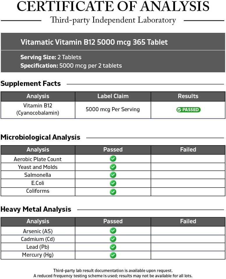 Vitamatic Vitamin B12 5000 mcg – 365 Fast Dissolve Tablets Berry Flavour – Supports Energy & Nervous System Health – Non-GMO, Gluten-Free - görsel 3