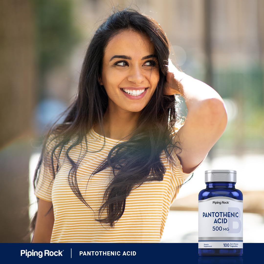 Piping Rock Pantothenic Acid 500mg - 100 Capsules | Vitamin B5 as Calcium d-Pantothenate - görsel 6