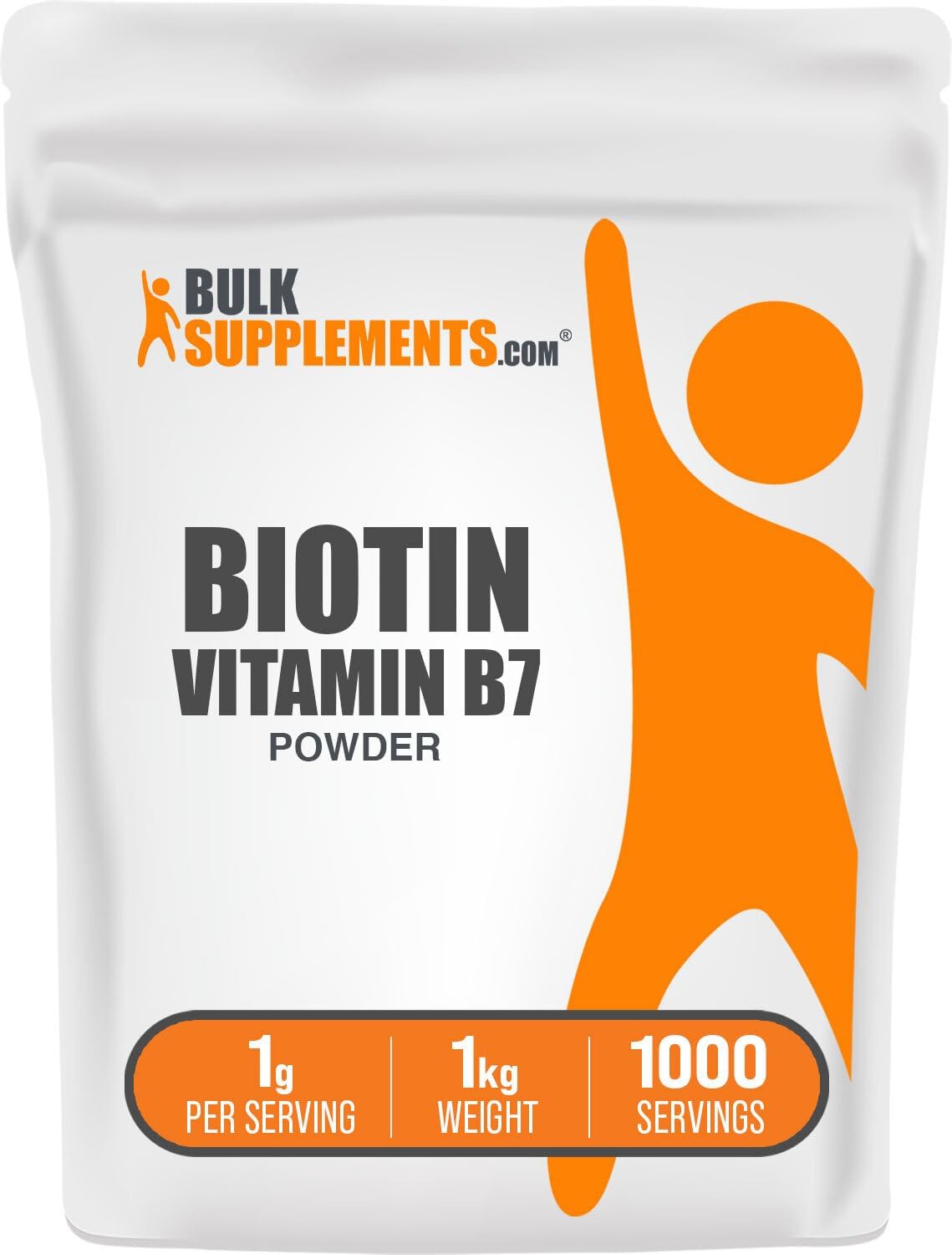 BulkSupplements Biotin 10000mcg Powder - Vitamin B7 for Hair, Skin and Nails - 1kg - görsel 1