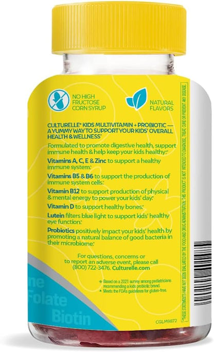 Culturelle Children's Probiotic Gummies - Multivitamin + Probiotic for Ages 2+ - 60 Gummies