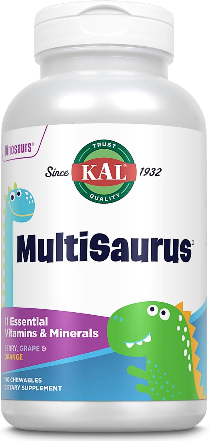 KAL MultiSaurus Kids Chewable Multivitamin – 180 Dinosaur-Shaped Tablets - görsel 1