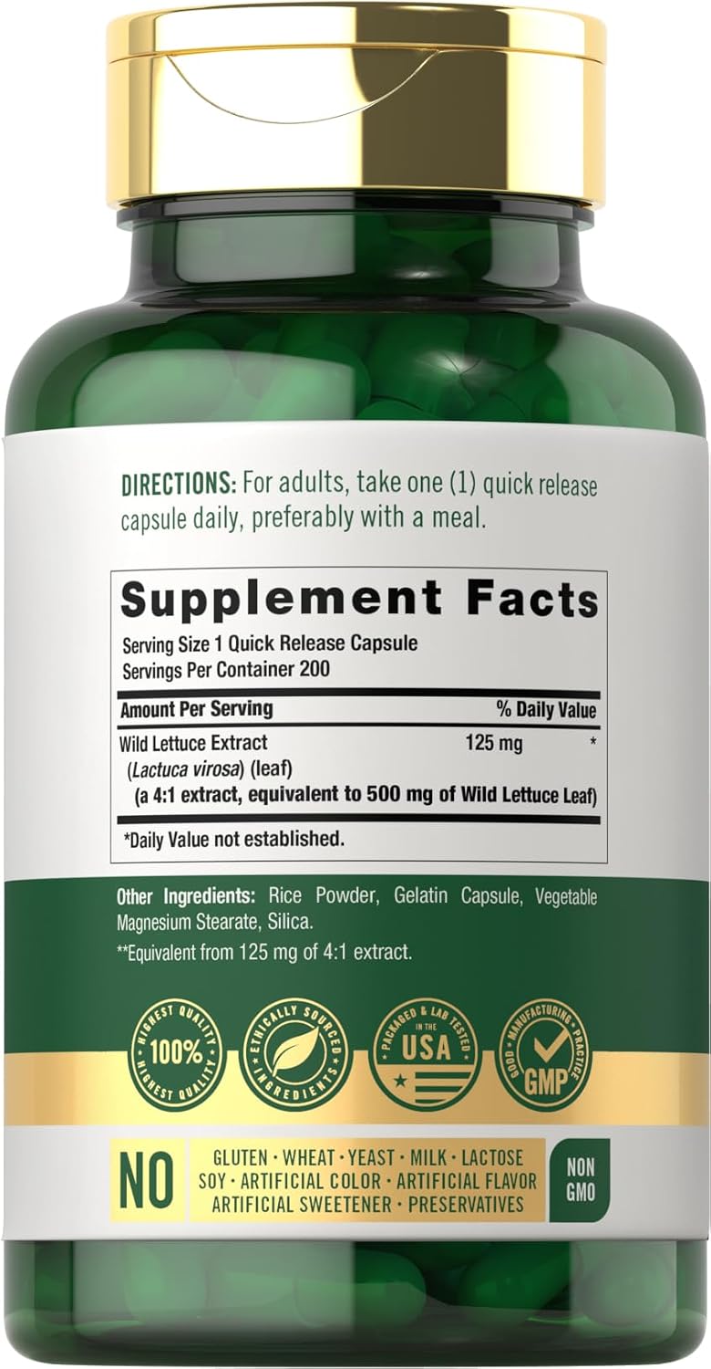 Carlyle Wild Lettuce Extract | 200 Capsules | Herbal Leaf Supplement | Non-GMO & Gluten-free - görsel 2