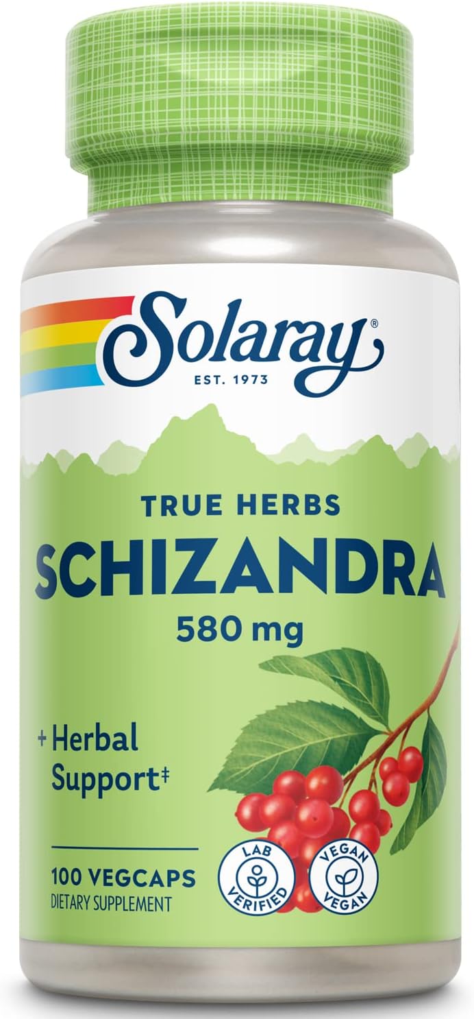 Solaray Schizandra Berry 580 mg - Pure Schisandra Extract, Traditional Herbal Support - 100 VegCaps - görsel 1