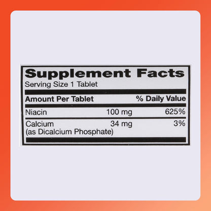 Rugby Niacin 100mg Tablets with Calcium - Vitamin B3 Food Supplement (100 Count)