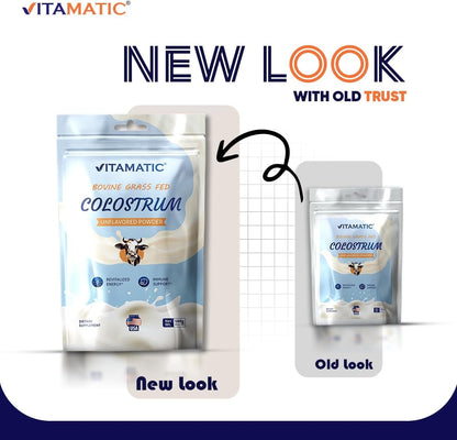 Vitamatic Bovine Colostrum 30% IgG Powder – Gut Health, Hair, Beauty, Muscle Recovery, Immune Support – Unflavoured (180g)