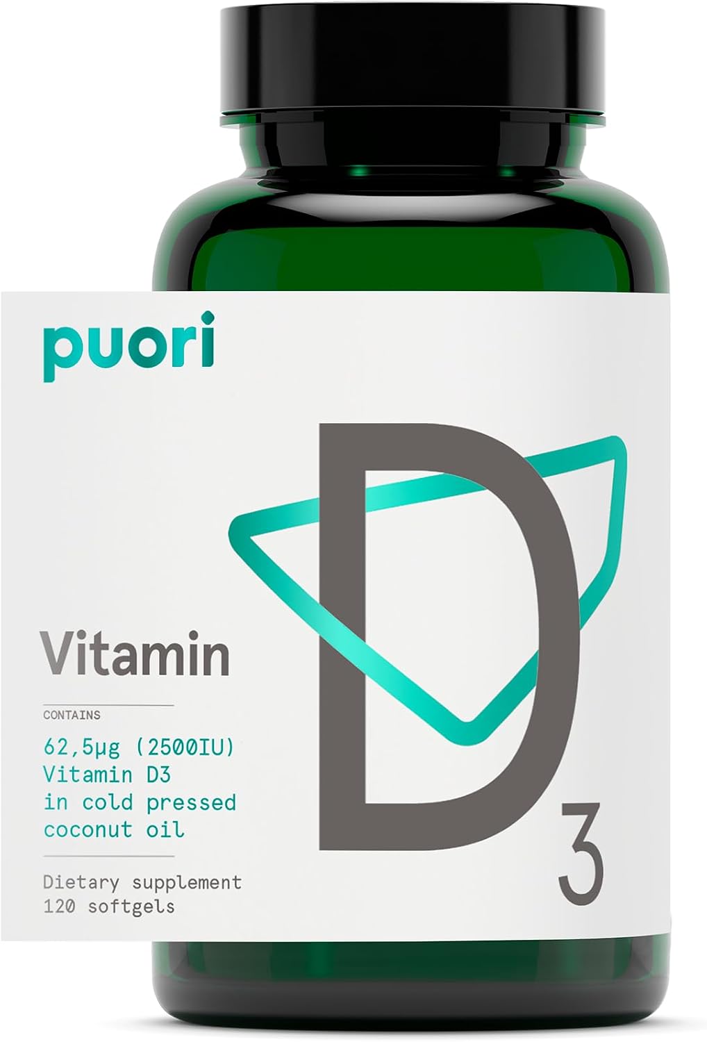 Puori Vitamin D3 Softgels, 2500 IU (62.5 mcg) - Fast Absorbing Vitamin D3 Supplement for Immune Support, Bone Health & Muscle Function - Non-GM & Gluten-Free - 120 Softgels - görsel 1