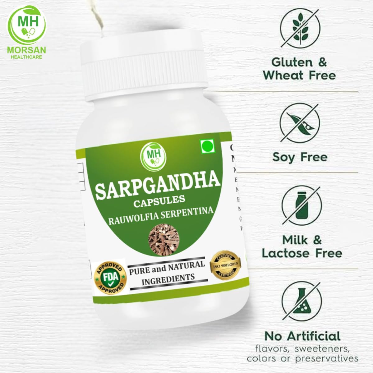 Morsan Health care Sarpgandha (Rauwolfia Serpentina) Capsules – Pack of 2 x 60 Veg Capsules | 500 mg Herbal Extract - görsel 6