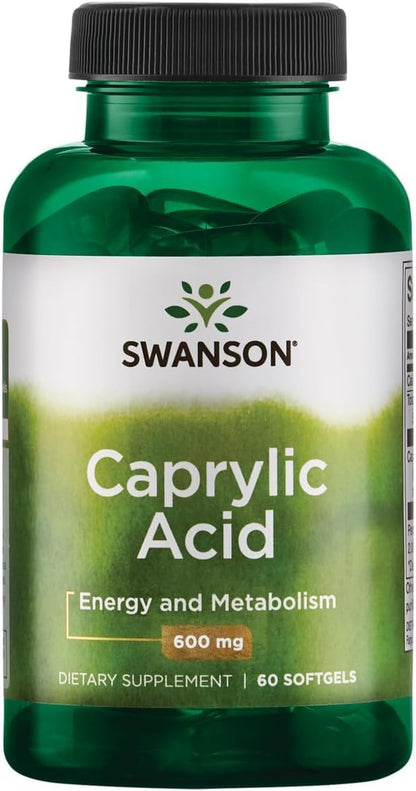 Swanson Caprylic Acid 600 mg, 60 Softgel Capsules