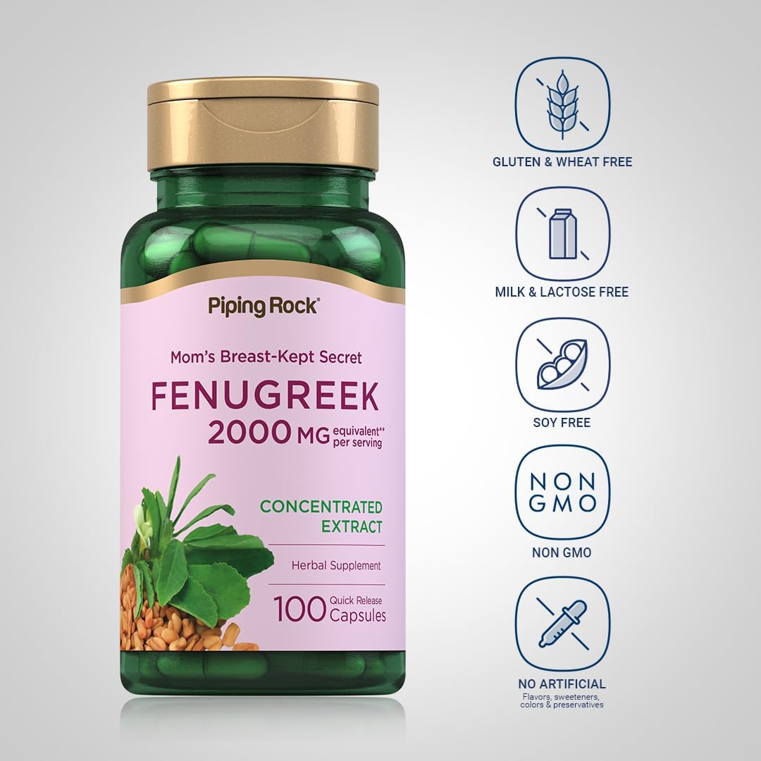 Piping Rock Fenugreek Capsules for Women – 100 Capsules, Seed Extract Concentrate - görsel 4