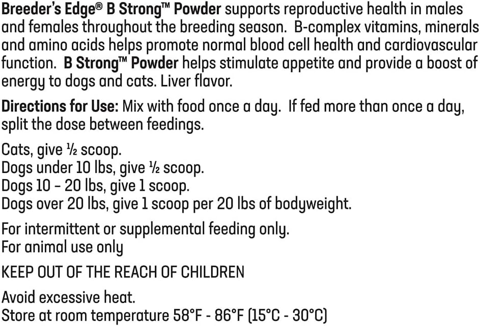 Breeder’s Edge B Strong Powder - B-Complex Supplement for Dogs and Cats, 300g - görsel 8