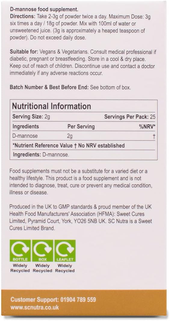 Waterfall D-Mannose Powder - 100% Pure D-Mannose from Birch - 50g - görsel 2