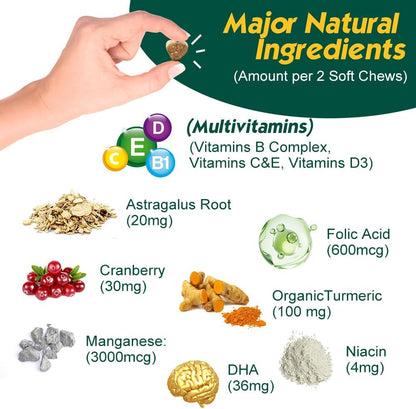 PetriMins 23-in-1 Dog Multivitamin with Glucosamine & Omega-3, 90 Soft Chews (Bacon)