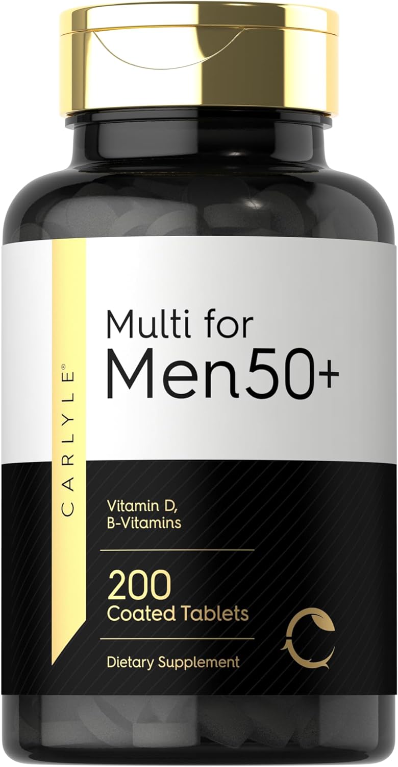 Carlyle Multivitamin for Men 50+ – 200 Caplets – with B Vitamins, Vitamin D, Magnesium & Zinc – Non-GM, Gluten-free Supplement - görsel 1