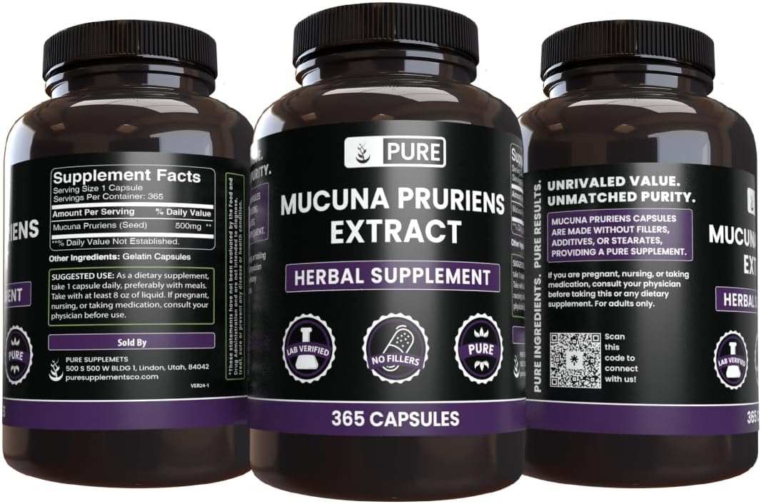 Pure Original Ingredients Mucuna Pruriens (365 Capsules) - No Fillers, Lab Verified - görsel 4