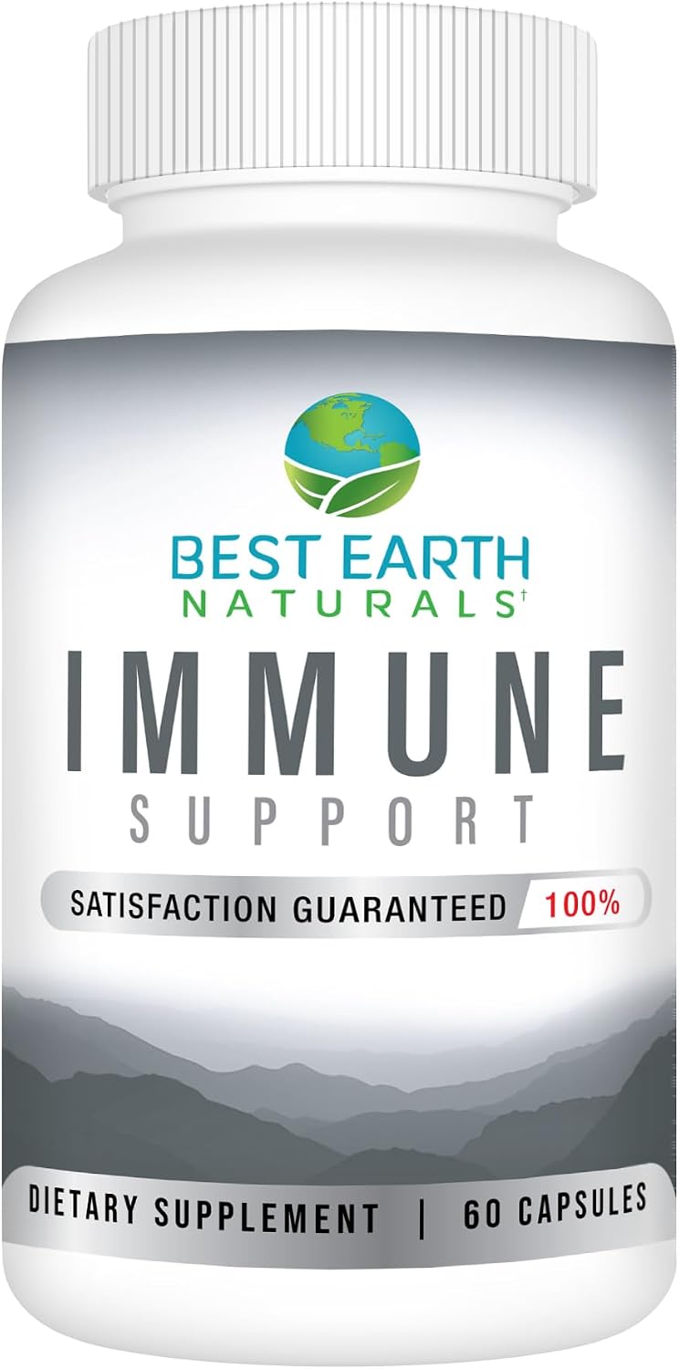 Best Earth Naturals Immune Support Supplement - Multivitamins for Adults with Vitamin C, Vitamin E, Turmeric, Mushrooms, Garlic & More - 60 Capsules - görsel 1