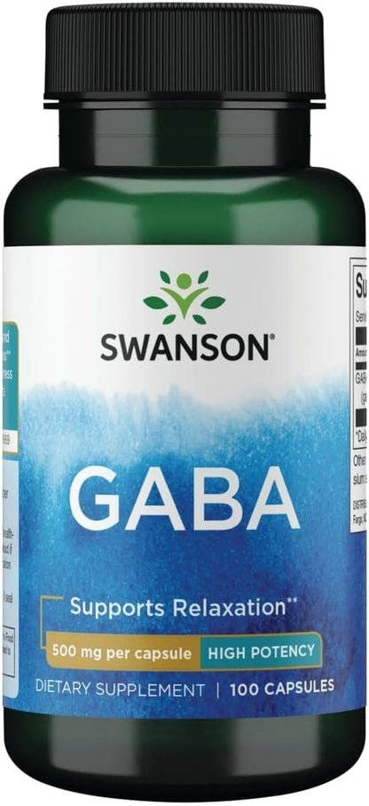 Swanson GABA 500 mg Capsules, 200 Capsules (2-Pack)