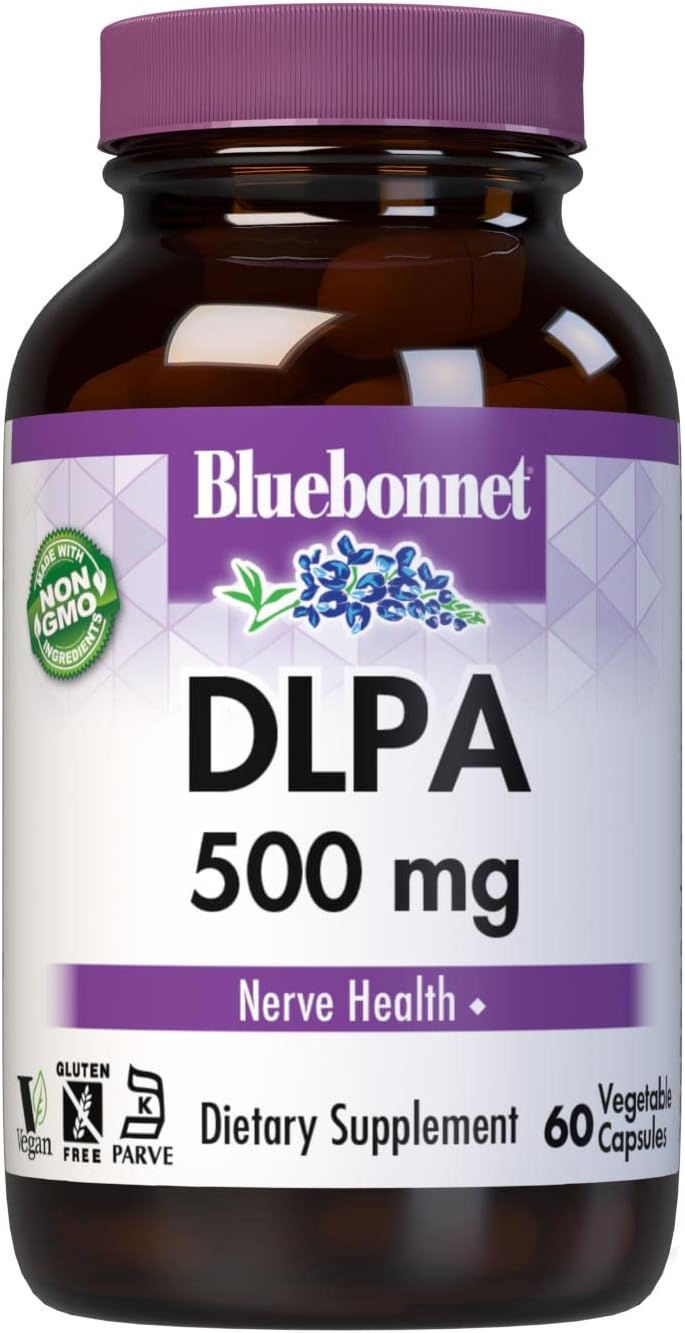 Bluebonnet Nutrition DL-Phenylalanine (DLPA) 500 mg – Free-Form Amino Acid for Nervous System Function – 60 Vegan Capsules - görsel 1