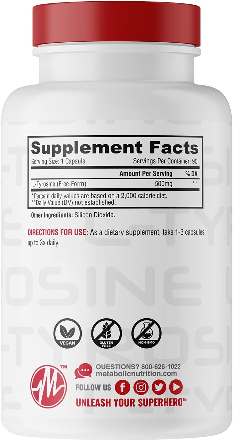 Metabolic Nutrition L-Tyrosine, 500mg, 90 Capsules - görsel 2