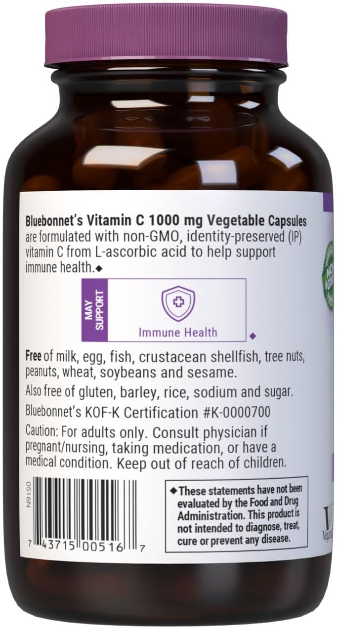 Bluebonnet Nutrition Vitamin C 1000 mg Vegetable Capsules - görsel 3