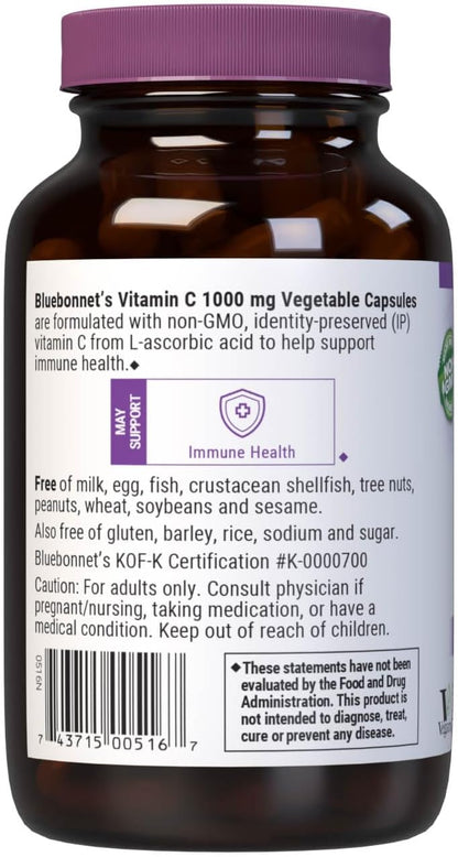 Bluebonnet Nutrition Vitamin C 1000 mg Vegetable Capsules