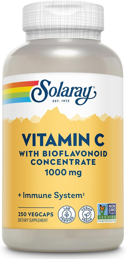 SOLARAY Vitamin C 1000mg with Bioflavonoids Concentrate - Vegan, Non-GMO, 250 Capsules