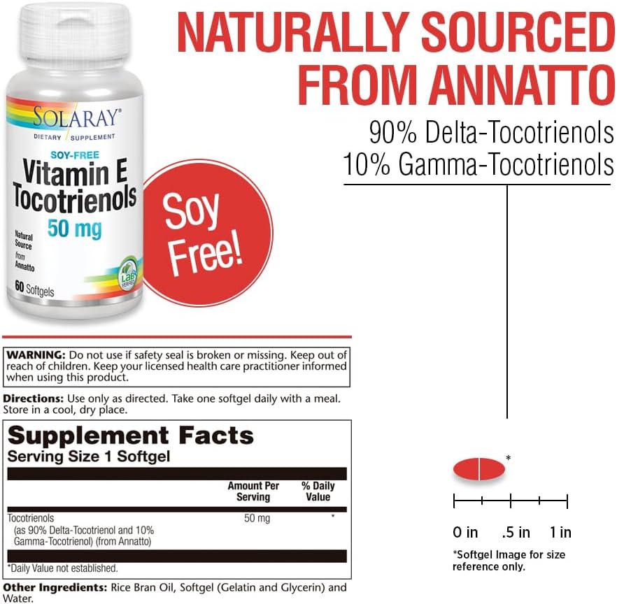 SOLARAY Vitamin E Tocotrienols 50mg | Antioxidant & Immune Support | Soy Free | 50 Capsules - görsel 2