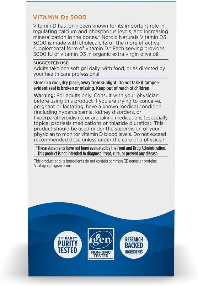 Nordic Naturals Vitamin D3 5000 IU – Orange Flavoured Mini Softgels, 120 Softgels - görsel 6
