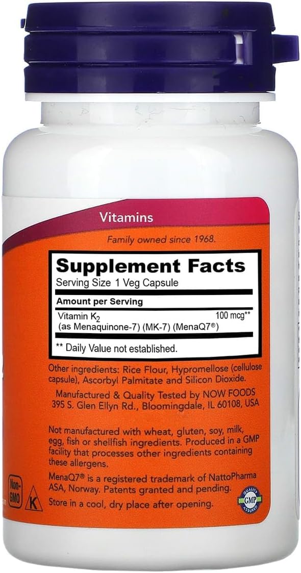 Now Foods Vitamin K-2 (MK7) Vegan Capsules, 100 mcg, 60 Capsules, Pack of 2 - görsel 2