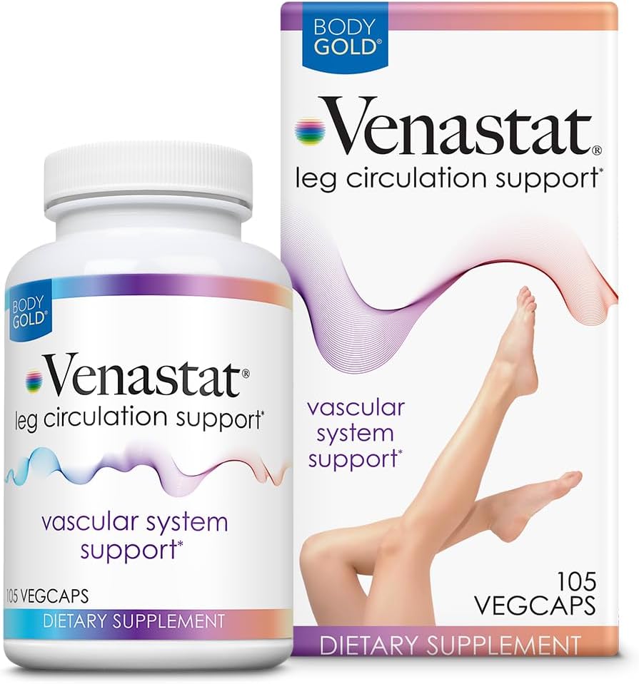 Body Gold Venastat - Leg Vein Support Supplement with Horse Chestnut & Diosmin, 105 Capsules - görsel 1