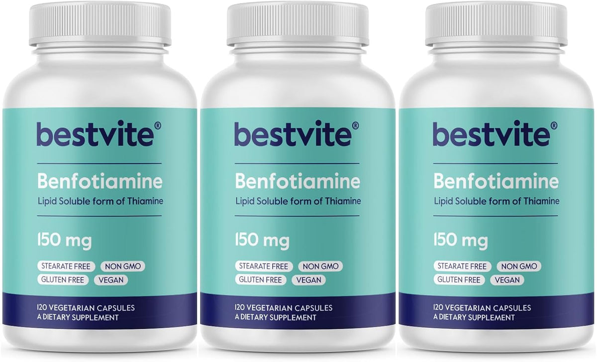 BESTVITE Benfotiamine 150mg (240 Vegetarian Capsules) - Bio-available Vitamin B1 Supplement - görsel 8