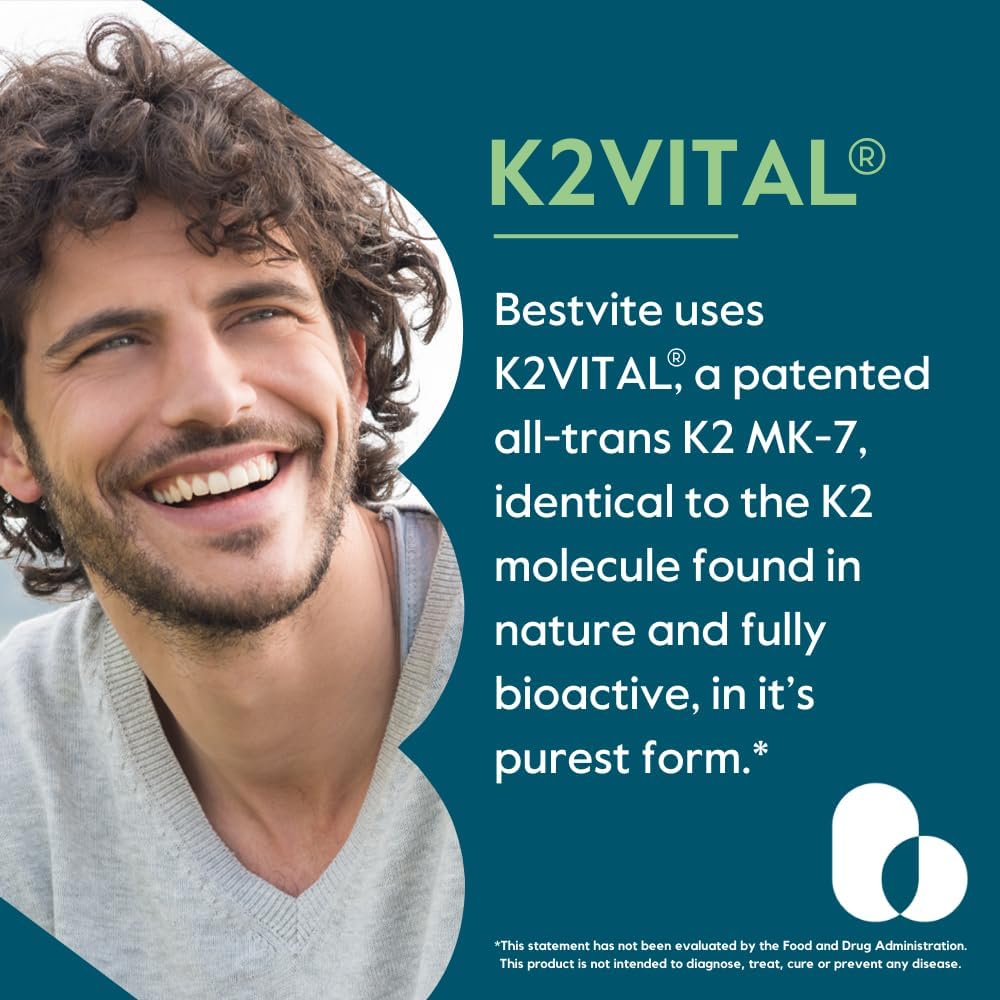 BESTVITE Vitamin K2 MK-7 100 mcg - 240 Vegetarian Capsules - görsel 2