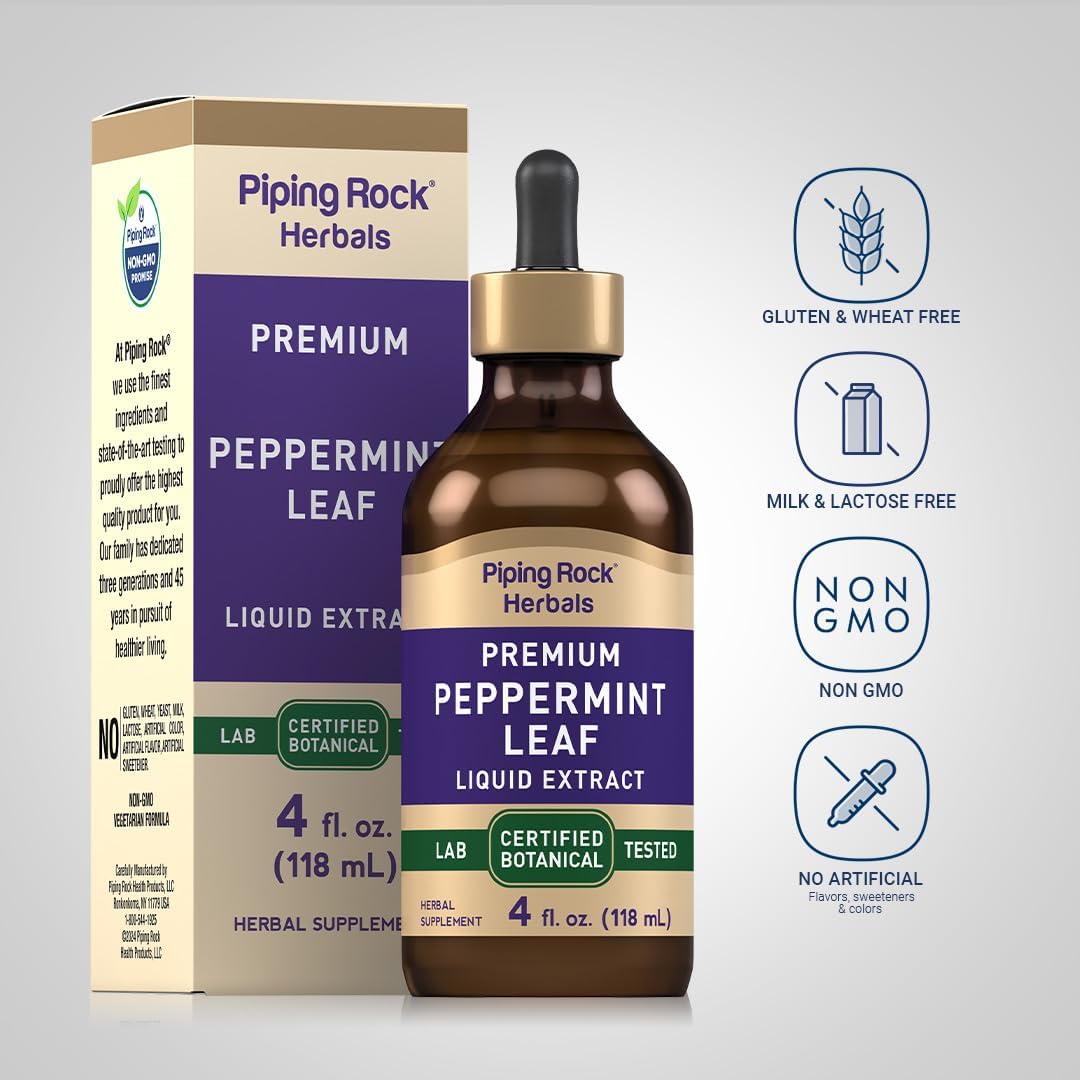 Piping Rock Peppermint Liquid Drops - 118 ml - Alcohol-Free Tincture - görsel 3