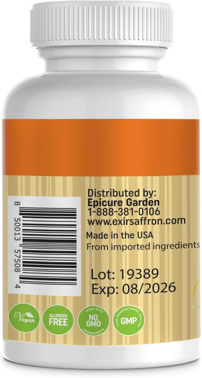 Saffron Dietary Supplement - Mood Support - Naturally Feel Upbeat - No Withdrawal Effects - Greater Emotional Wellbeing - 100% Herbal and Natural, 180 Tablets