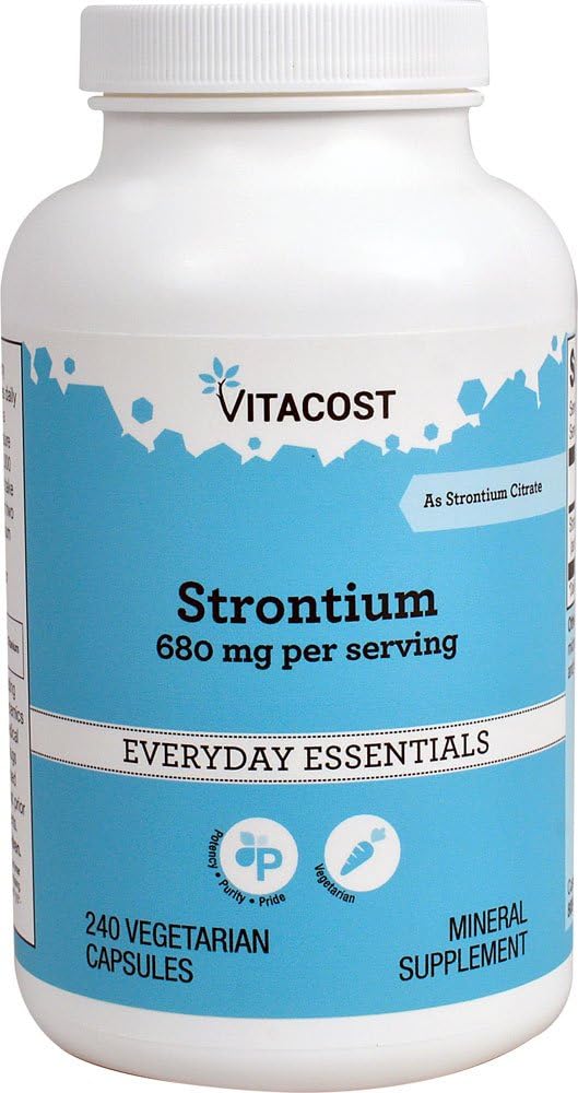 Vitacost Strontium – 680 mg per Serving – 240 Vegetarian Capsules - görsel 1