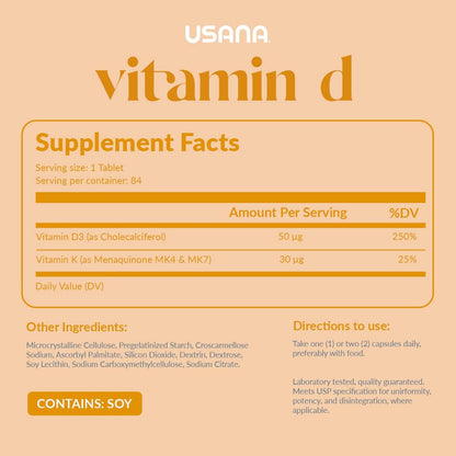USANA Vitamin D Maximum Strength 2,000 IU - 84 Tablets
