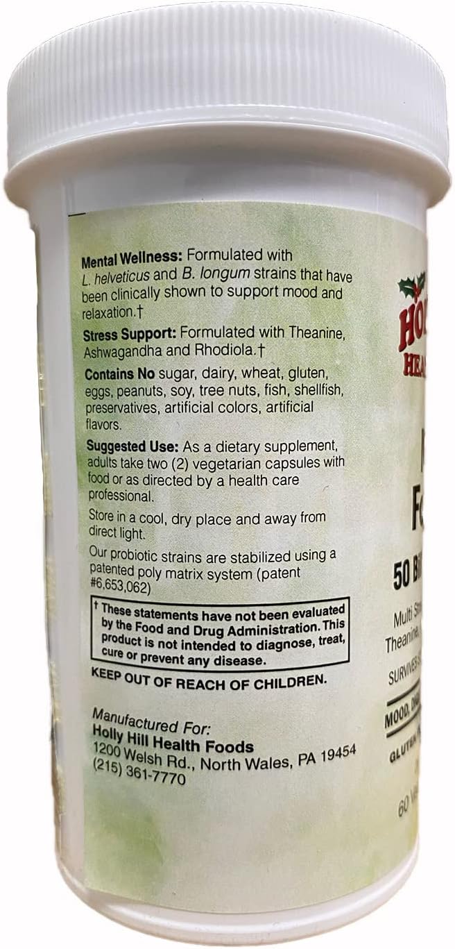 Holly Hill Health Foods Mood Support 50 Billion Probiotic - 60 Vegetarian Capsules - görsel 3