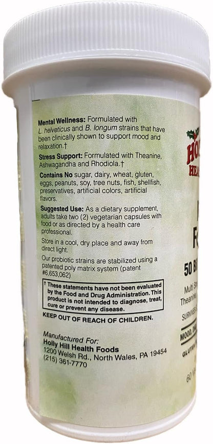 Holly Hill Health Foods Mood Support 50 Billion Probiotic - 60 Vegetarian Capsules