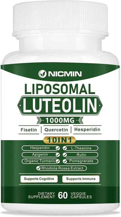 NICMIN 1000mg Liposomal Luteolin Food Supplement - Maximum Absorption, 60 Capsules