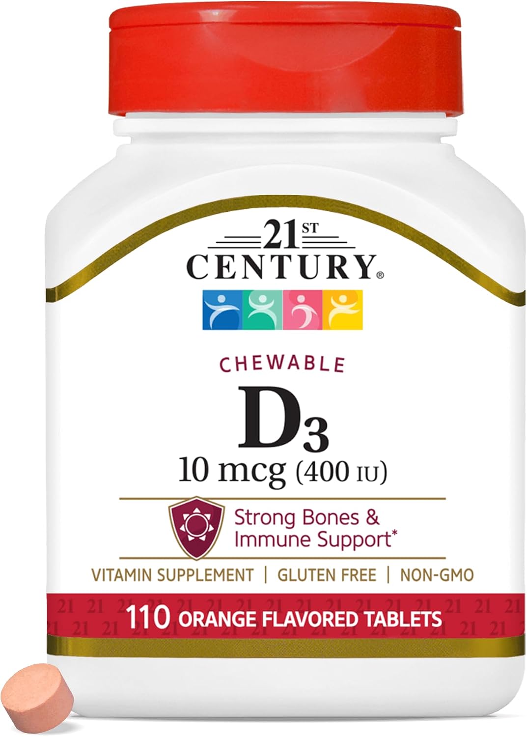 21st Century Vitamin D 400 IU Orange Chewable Tablets, 110 Tablets (2 Pack) - görsel 1