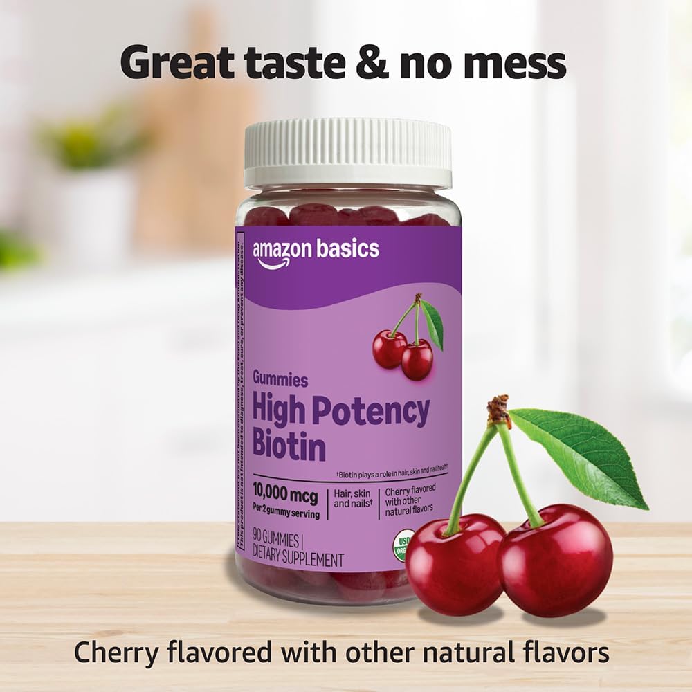 Amazon Basics Biotin 10,000mcg Gummy, 90 Gummies - görsel 3