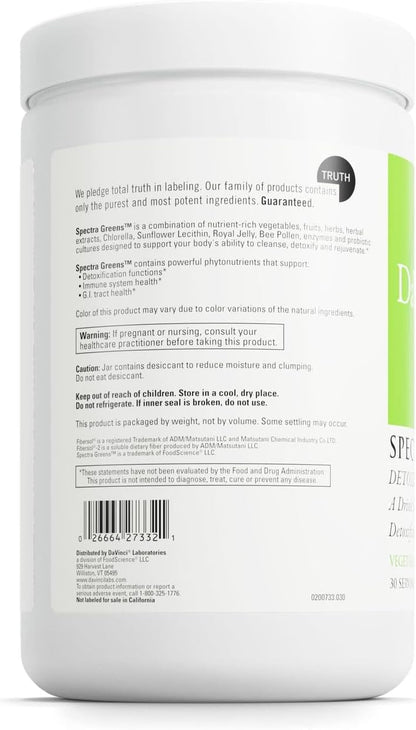 DAVINCI Labs Spectra Greens Detoxifier - Probiotic Supplement Aids Digestive & Heart Health & Detoxification* - Immune Health Supplement with Digestive Enzymes - 30 Servings (356.25 g)