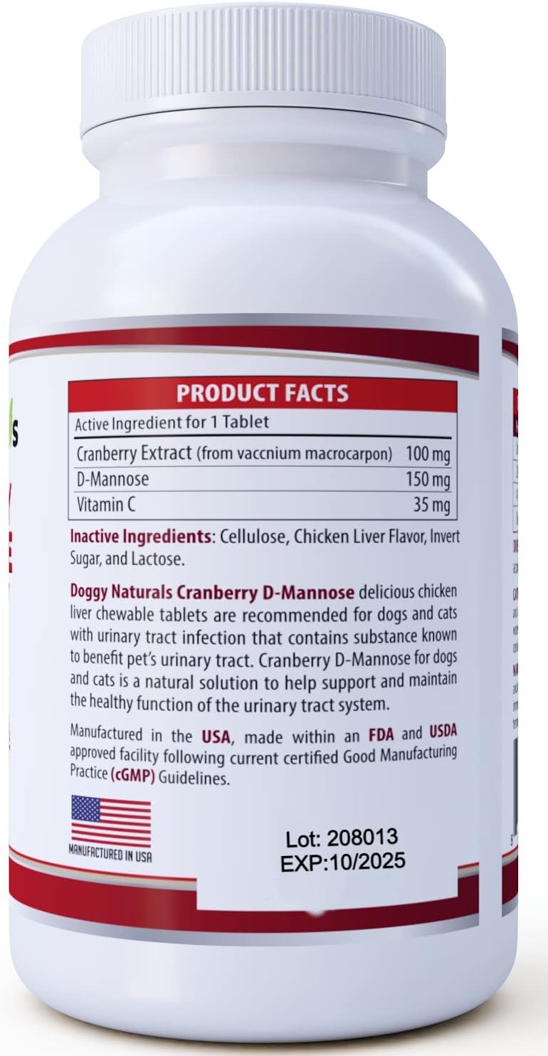 Doggy Naturals Cranberry D-Mannose for Dogs and Cats - Chicken Liver Flavoured Chewable Tablets - Urinary Tract Health Support (60 Count) - görsel 4