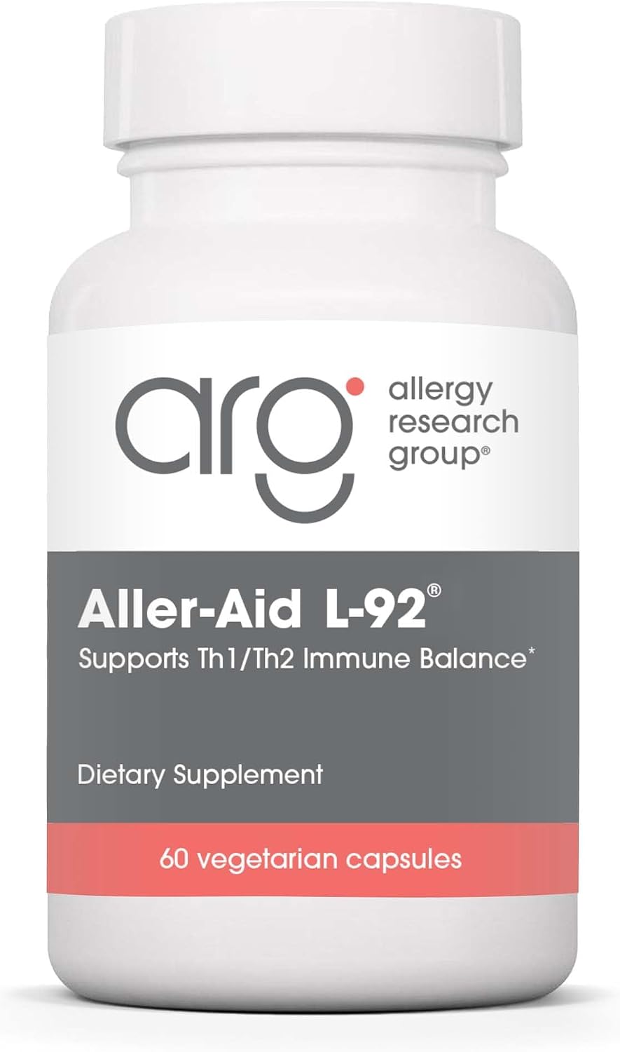 Allergy Research Group ARG Aller-Aid L-92 - Postbiotic Immune Support Supplement - L-92 with Vitamin C & Botanicals - Histamine & Seasonal Support - Hypoallergenic - 60 Servings - 60 Capsules - görsel 1