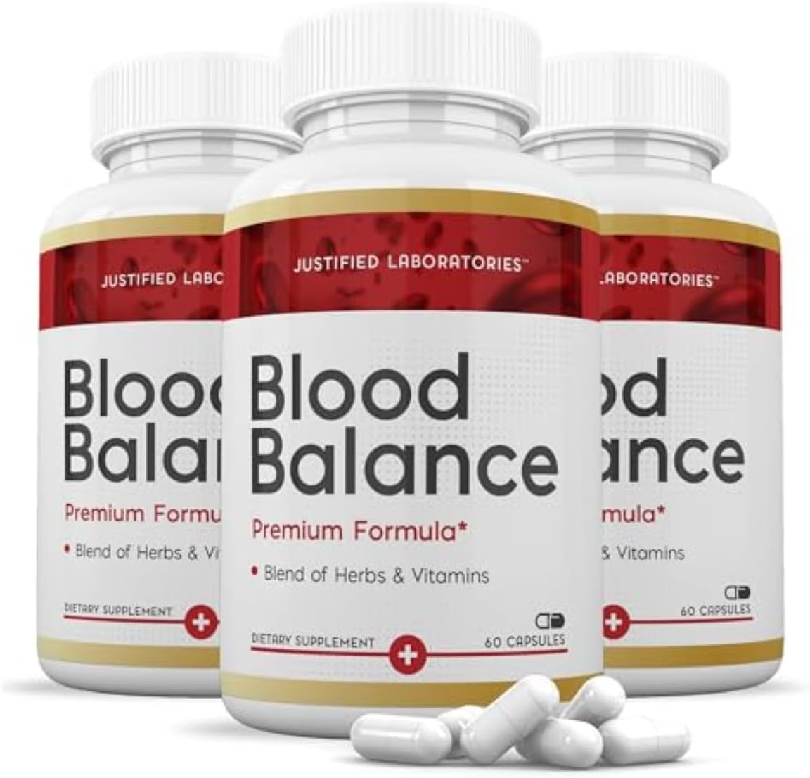 Justified Laboratories Blood Balance - 60 Capsules, Pack of 3 - Advanced Circulatory Support Formula with a Blend of Herbs & Vitamins - 90 Servings - görsel 1
