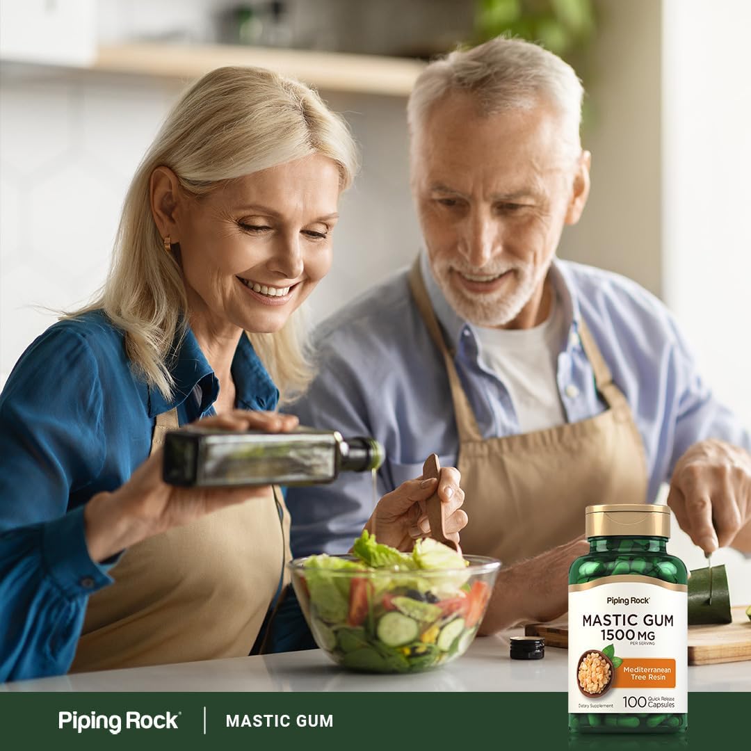 Piping Rock Mastic Gum Capsules 1500mg | 100 Capsules | Mediterranean Tree Resin | Non-GMO, Gluten-free Supplement - görsel 6