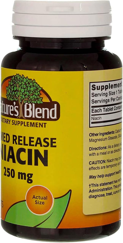 Nature's Blend Niacin Timed Release 250 mg – 100 Tablets